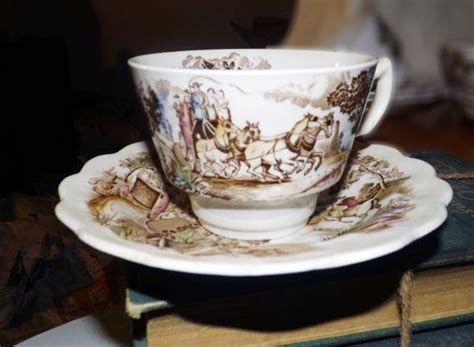 Pair Of Ridgway Coaching Days Cup And Saucer Sets Multicolor