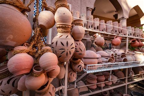 Omani Souvenirs Hand Made Pottery In Nizwa Market Clay Jars At The