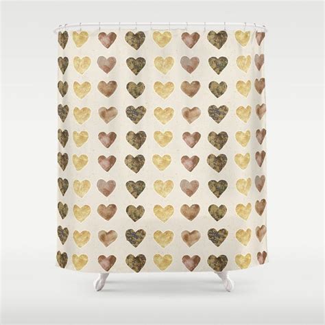 Buy Gold And Chocolate Brown Hearts Shower Curtain By Tanjica Hearts