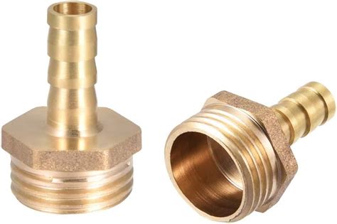 sourcing map 2 Stück Messing Widerhaken Rohr Stecker Adapter 8mm