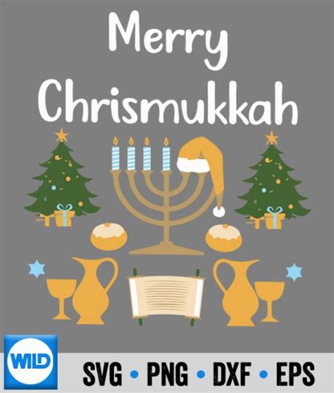 Chanukah SVG Merry Chrismukkah Hanukkah Christmas Half Jewish Fun SVG