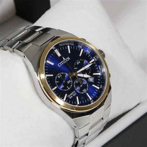 Citizen Mens Quartz Two Tone Stainless Steel Blue Dial Watch An8176