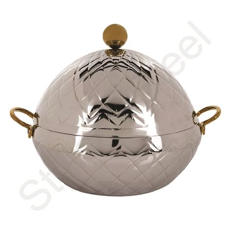 Table Ware Fancy Hot Pot Hammered Design Luxury Silver And Gold Color