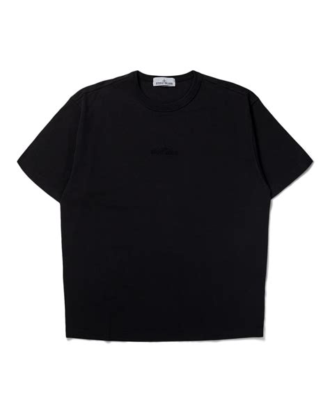 Embroidered Logo T Shirt Stone Island Tops T Shirts Black