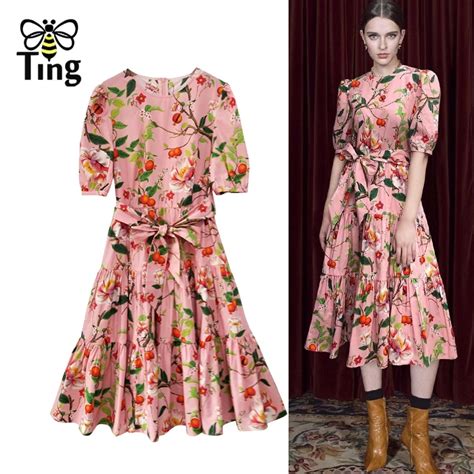 Tingfly Vestido De Ver O Feminino Elegante Estampa Floral Vintage Moda