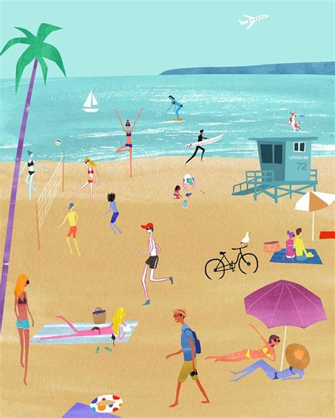 The Beach La Beaches Limited Edition Print Etsy Beach