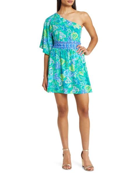 Lilly Pulitzer Niki Floral One Shoulder Skort Romper In Blue Lyst