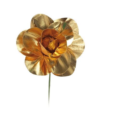 Flor Decorativa Ouro 15cm 01 Unidade Cromus Rizzo Festas Rizzo