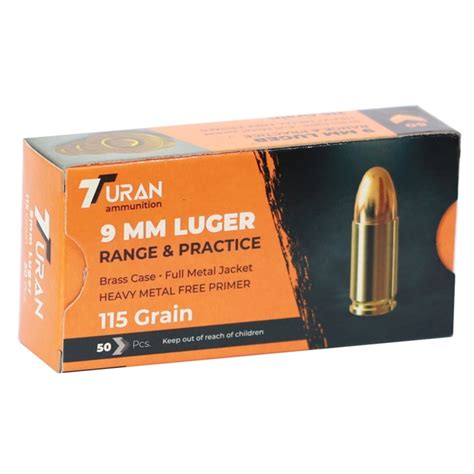 Turan Range And Practice 9mm Luger Ammo 115 Gr Fmj Ammo Deals