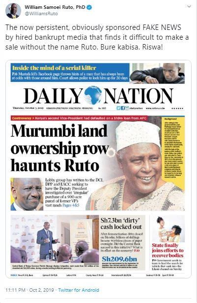 Rutos Controversial 900 Acre Land Deal Lands Him At Dci Ke