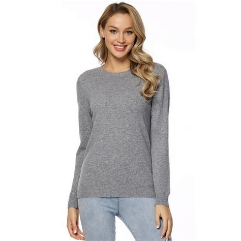 Lanpulux Womens Knit Sweaters 100 Merino Wool Long Sleeve Crewneck Pullover Sweaters