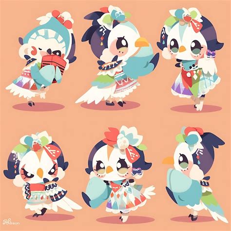 Premium Photo Colorful Female Parrot Chibi Kawaii Brazilian Fashion