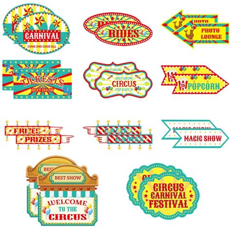 22pcs Circus Carnival Party Directional Signs Circus Sign Decor Circus Welcome Signs Carnival ...