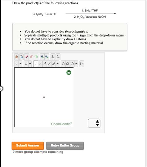 Draw The Product Of The Following Reaction