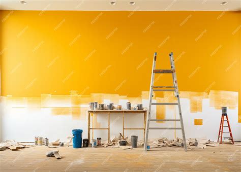 Premium Photo Yellow Isolated Drywall Installation Illustration