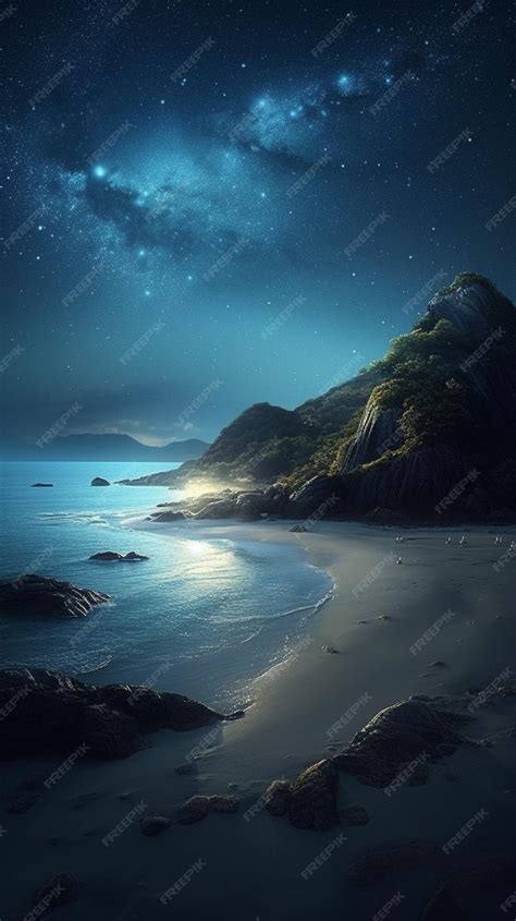 Premium AI Image | The starry night sky over the beach