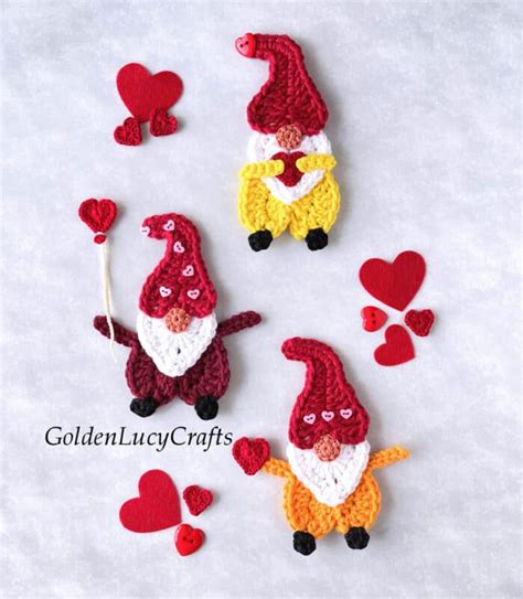 Valentine S Day Gnome Applique Free Crochet Pattern Goldenlucycrafts