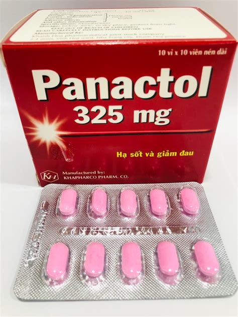 Panactol Paracetamol 325mg Dâu Ngọt Khapharco h 100v