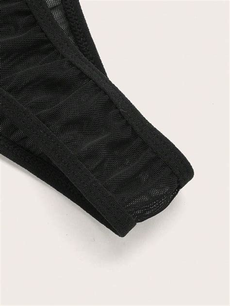 ROMWE Kawaii Women Gothic Mesh Flare Sleeve Sexy Lingerie Set SHEIN USA