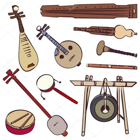 Descargar - Instrumentos musicales tradicionales chinos — Ilustración de stock | Instrumentos ...