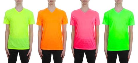 Mens Neon V Neck T Shirt By Brave Soul Bright Colour Short Sleeve Top Ebay