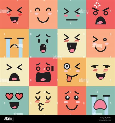 Conjunto De Colorido Estilo Plano Emoji Emoticonos Imagen Vector De