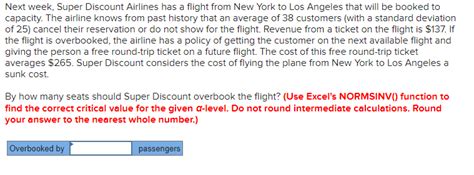 Solved Next Week Super Discount Airlines Has A Flight From Chegg