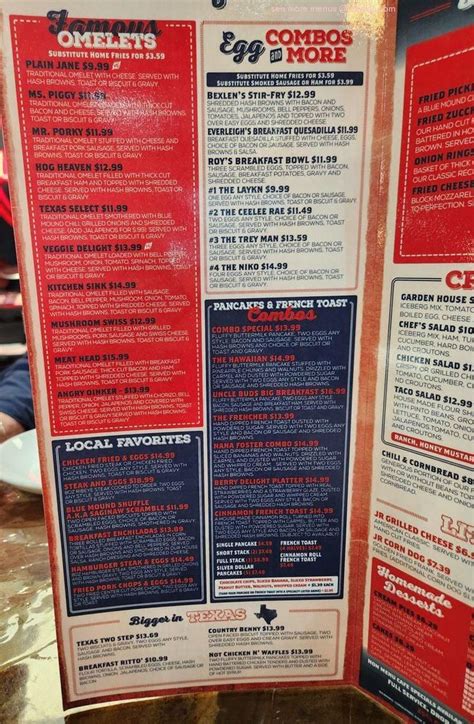 Online Menu of Blue Mound Cafe Rufe Snow Restaurant, North Richland ...