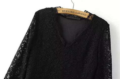 Black V Neck Long Sleeve Lace Dress Shein Sheinside