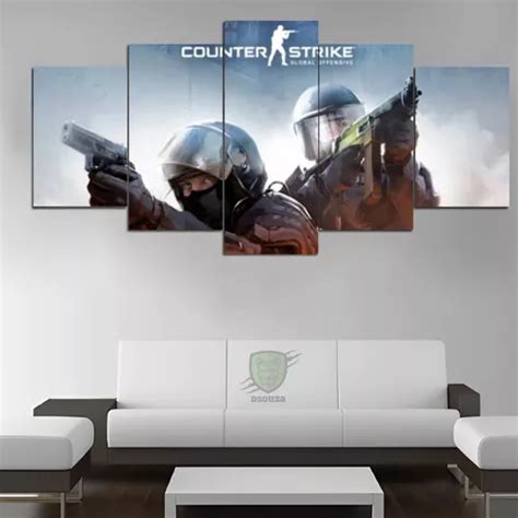 Quadro Decorativo 115x60 Counter Strike Céu 5pçs Csgo Parcelamento