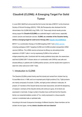 Claudin6 CLDN6 A Emerging Target For Solid Tumor Pdf