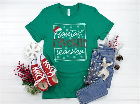 Santas Favorite Teacher Shirt Teacher Team Shirt Teacher Christmas