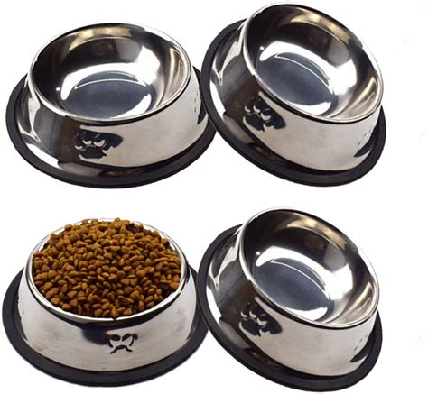 Nvzi 4 Pack Cat Bowls, Anti-Slip Non-Spill Stainless Steel Cat Food ...