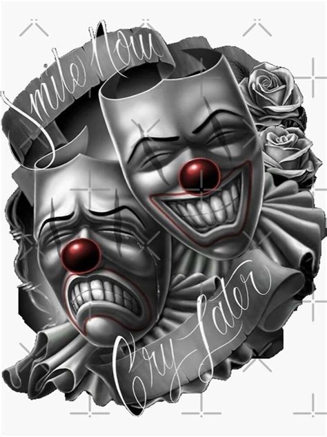 Home Living Gangster Cholo Sticker Happy Sad Clown Face Tattoo Design