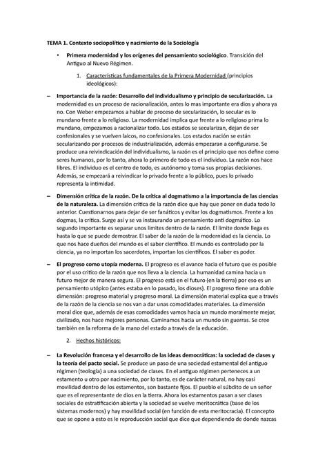 TEMA 1 Apuntes 1 TEMA 1 Contexto sociopolítico y nacimiento de la