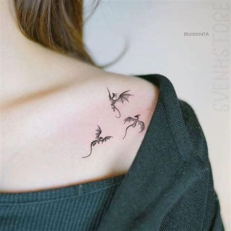 3 Dragons Tattoo-minimalist Dragon Temporary Tattoo-small Dragon Tattoo ...