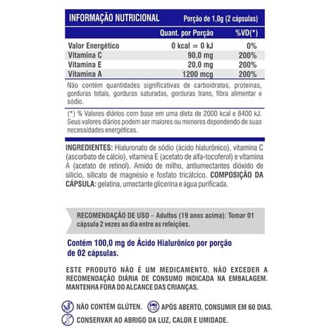 Ácido Hialurônico 500mg 60 cápsulas Melcoprol