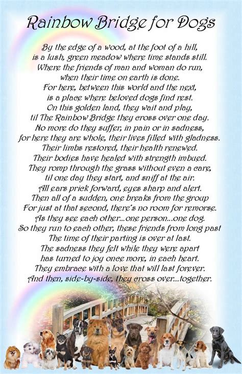 Rainbow Bridge Dog Poem Printable