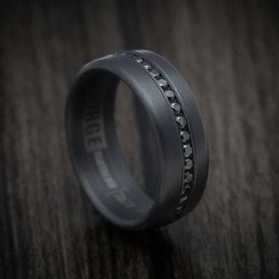 Darkened Tantalum Band With Black Diamonds Custom Made Men's Ring ...