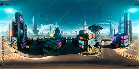 Cyberpunk Futuristic City generative ai üretken yapay zeka Stock