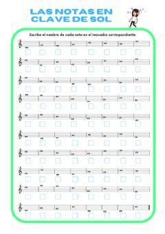 Las notas en clave de Sol Idioma español o castellano Curso nivel