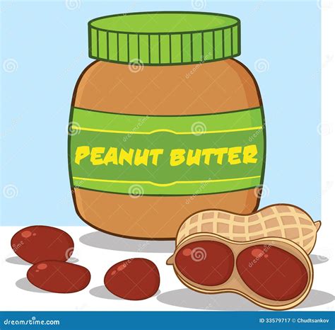 Cartoon Peanut Butter Jar With Peanuts Stock Vector Illustration Of