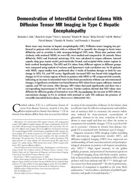 Pdf Demonstration Of Interstitial Cerebral Edema With Diffusion