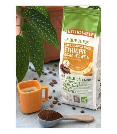 Café Éthiopie Moka Wolayta MOULU bio équitable 250 g ETHIQUABLE