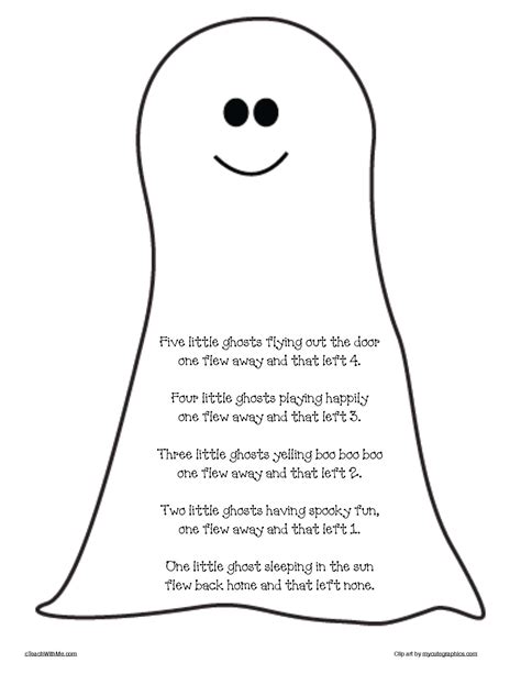 5 Little Ghosts Poem Halloween Poems 2nd Grade Activities Ghost Poems ...