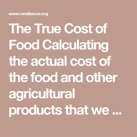 The True Cost Of Food True Cost Cost Accounting True