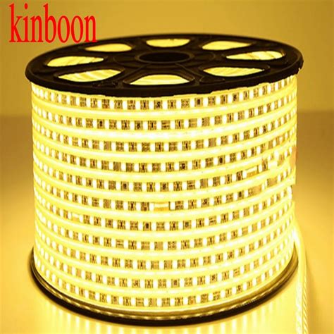 Waterproof SMD 5050 Led Tape AC220V Warm White Flexible Led Strip 60