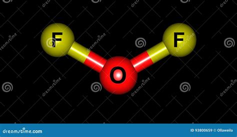 Oxygen Difluoride Molecular Structure Isolated On Black Stock ...