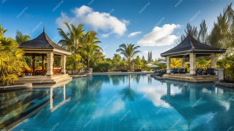 Premium Photo | Swimming pool in luxury hotel resort bali island indonesia