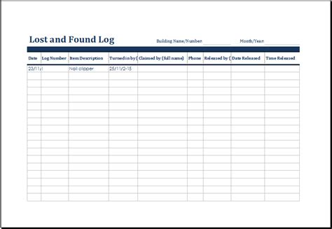 Lost & Found Log Template: An Essential Tool For Any Business - Free Sample, Example & Format ...